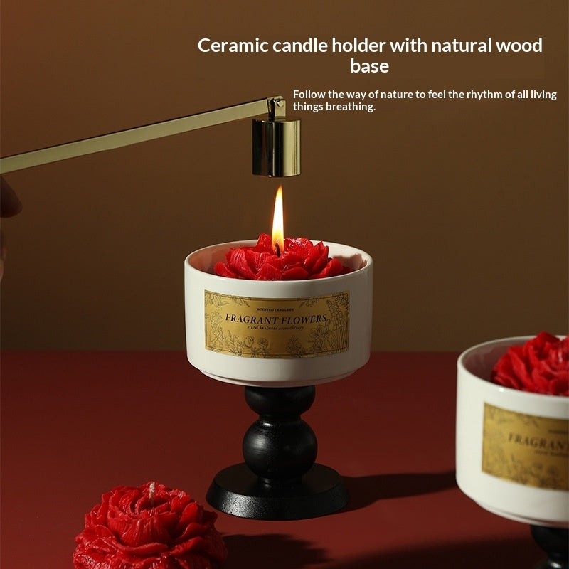 Floral Scented Soy Candle Gift Set Tulip Design with Tote Bag