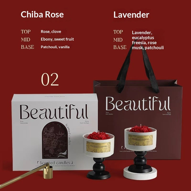 Floral Scented Soy Candle Gift Set Tulip Design with Tote Bag
