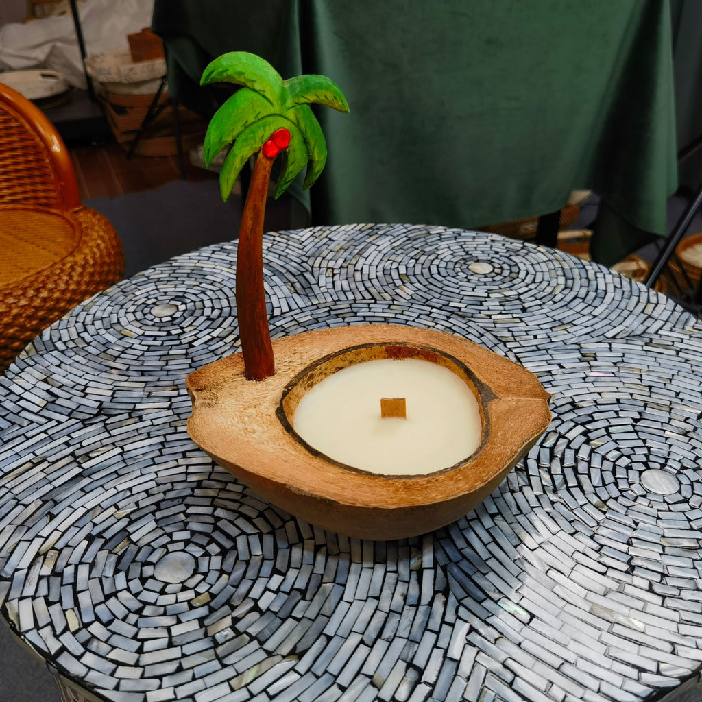 Handmade Coconut Shell Scented Candle Boat Shape Decorative Aromatherapy Candle