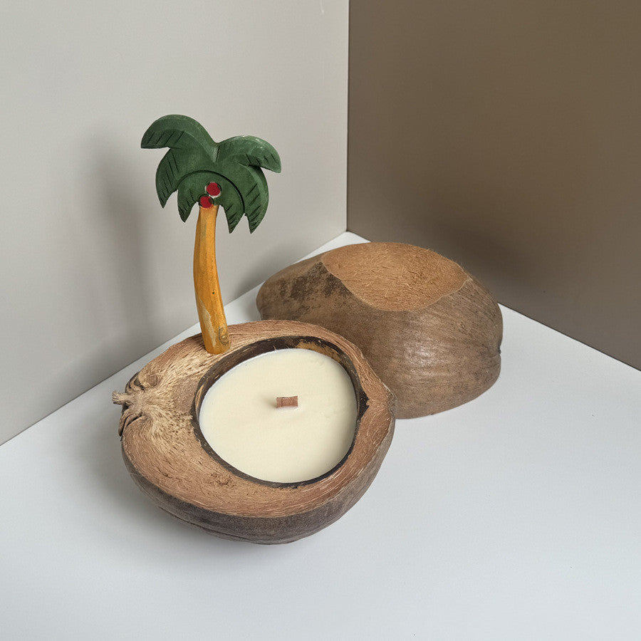 Handmade Coconut Shell Scented Candle Boat Shape Decorative Aromatherapy Candle