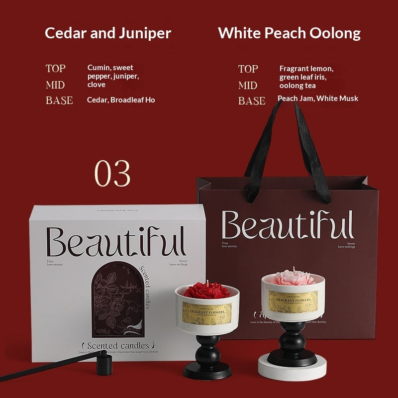 Floral Scented Soy Candle Gift Set Tulip Design with Tote Bag