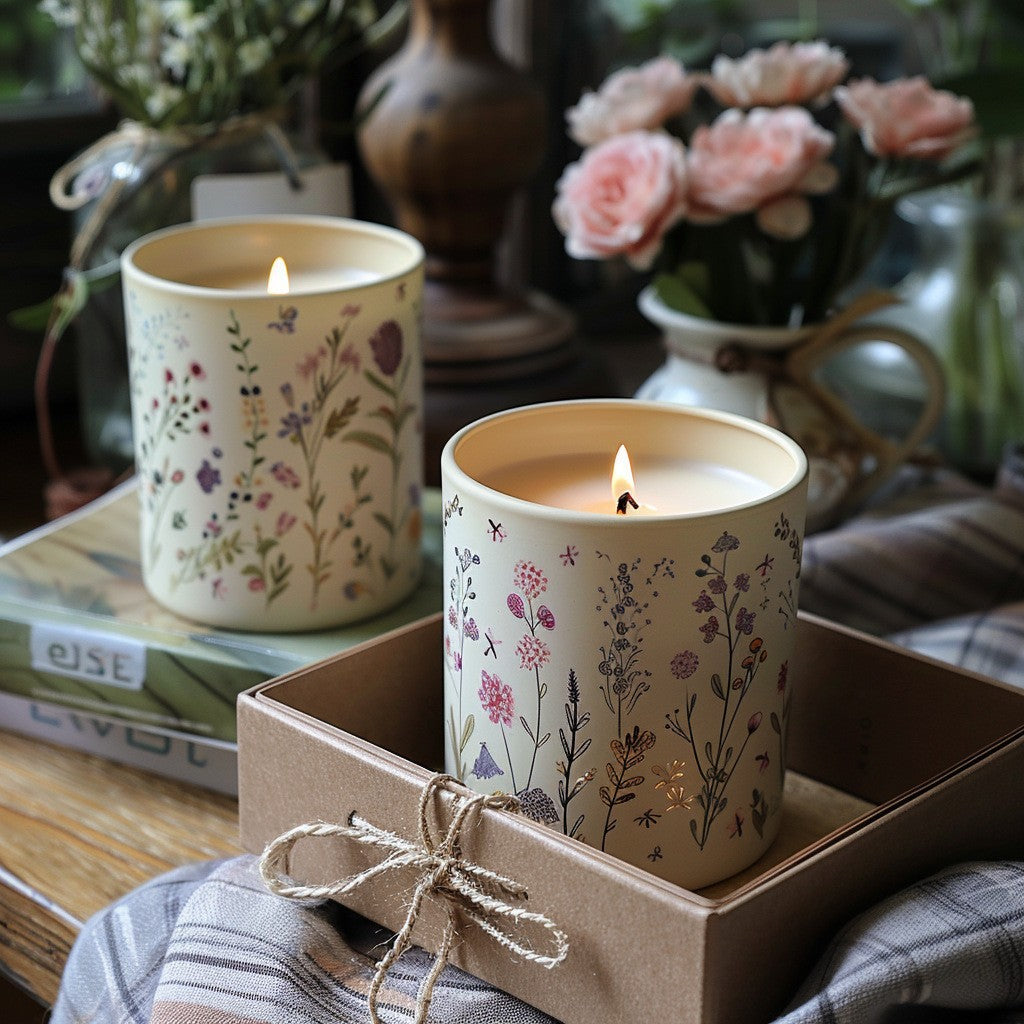 Lavender Scented Soy Candle in Ceramic Cup Handmade Aromatherapy Indoor Fragrance