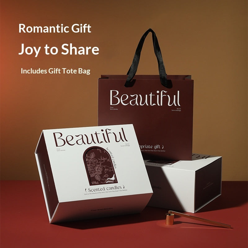 Floral Scented Soy Candle Gift Set Tulip Design with Tote Bag