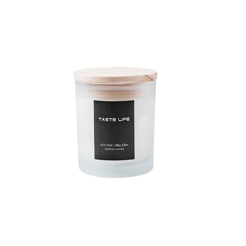 Handmade Soy Wax Scented Candle with Wooden Lid Glass Jar Home Fragrance