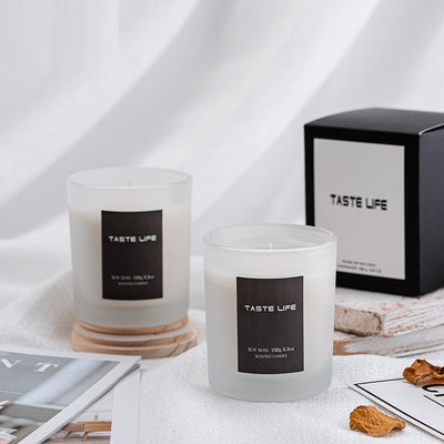 Handmade Soy Wax Scented Candle with Wooden Lid Glass Jar Home Fragrance
