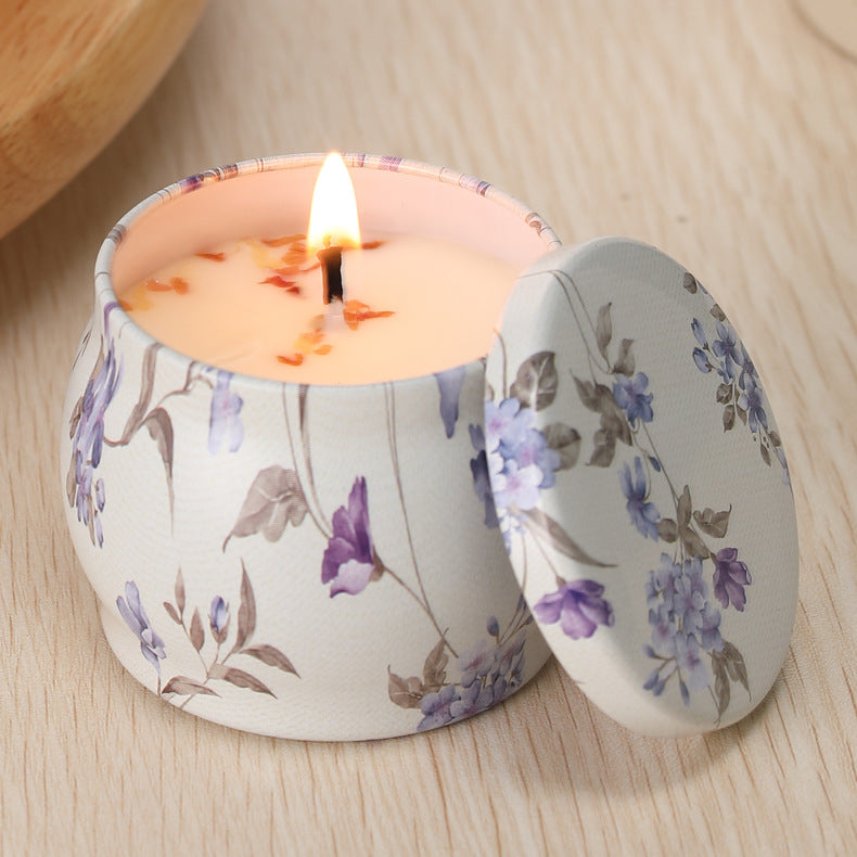 Handmade Floral Candle Set 6-Pack Soy Wax Decorative Mini Jar Candles