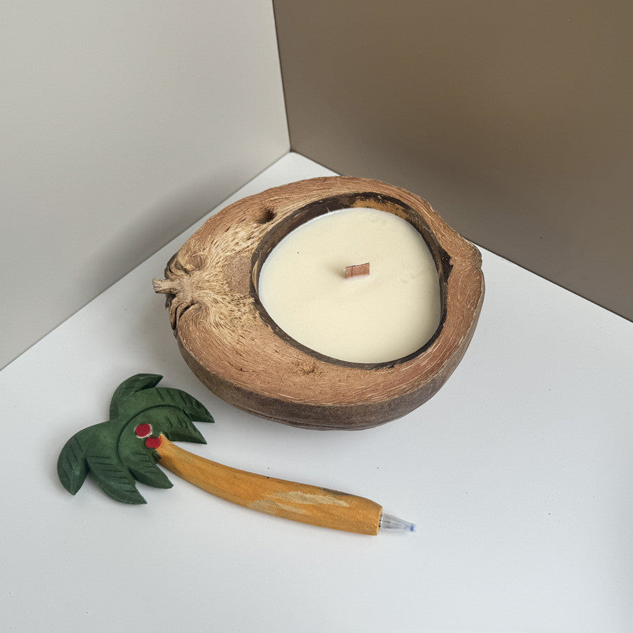 Handmade Coconut Shell Scented Candle Boat Shape Decorative Aromatherapy Candle
