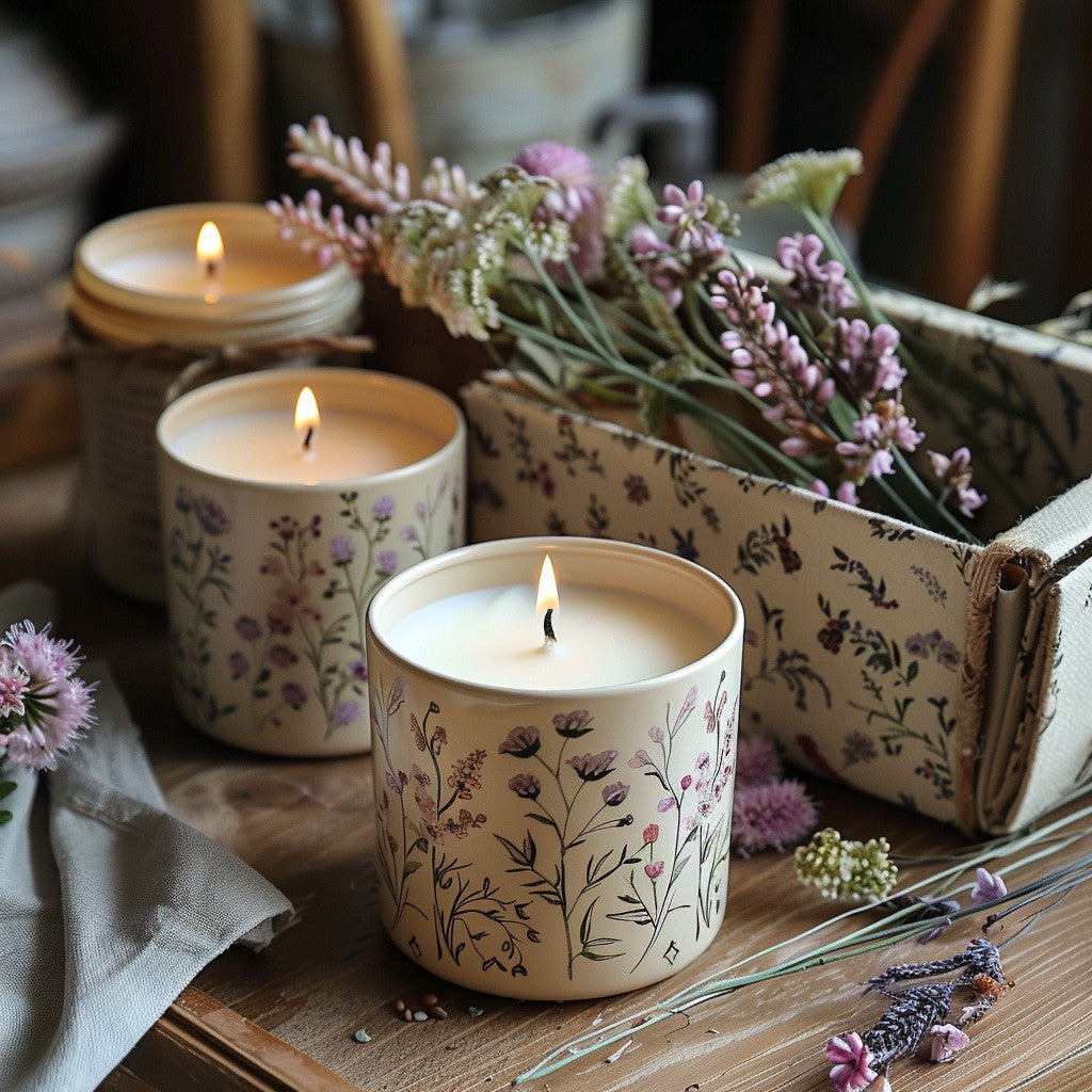 Lavender Scented Soy Candle in Ceramic Cup Handmade Aromatherapy Indoor Fragrance