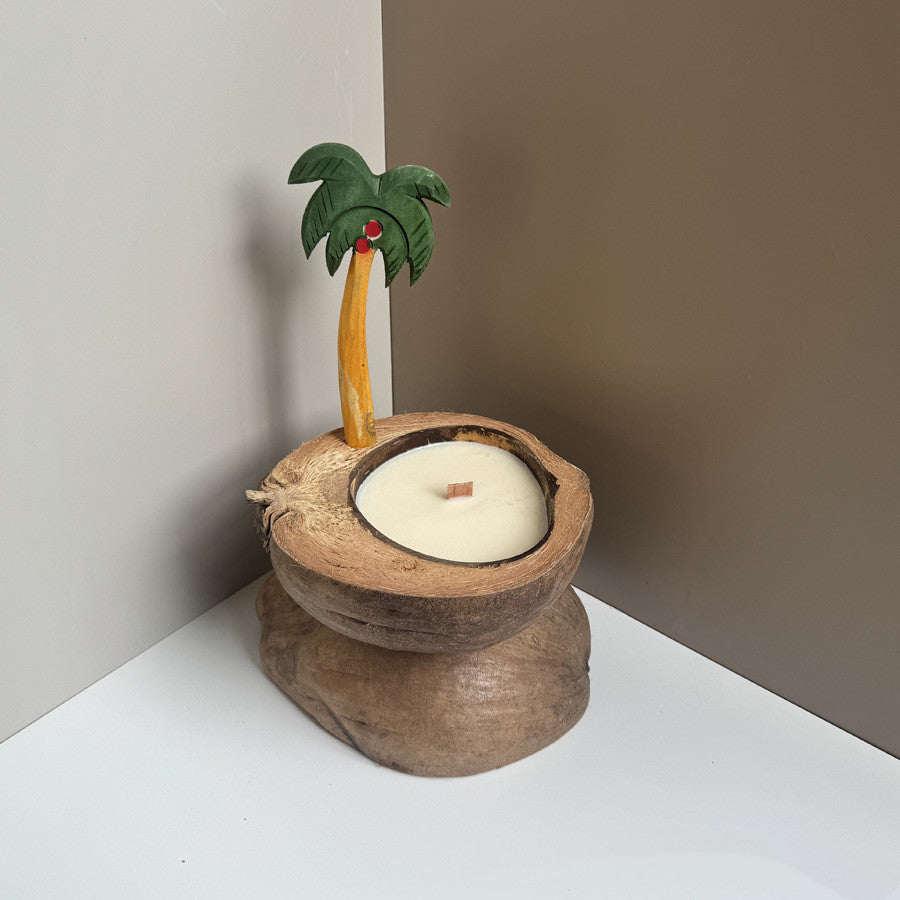 Handmade Coconut Shell Scented Candle Boat Shape Decorative Aromatherapy Candle
