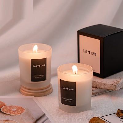 Handmade Soy Wax Scented Candle with Wooden Lid Glass Jar Home Fragrance