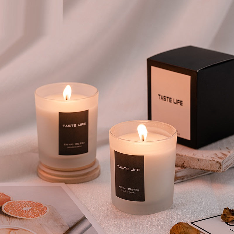 Handmade Soy Wax Scented Candle with Wooden Lid Glass Jar Home Fragrance