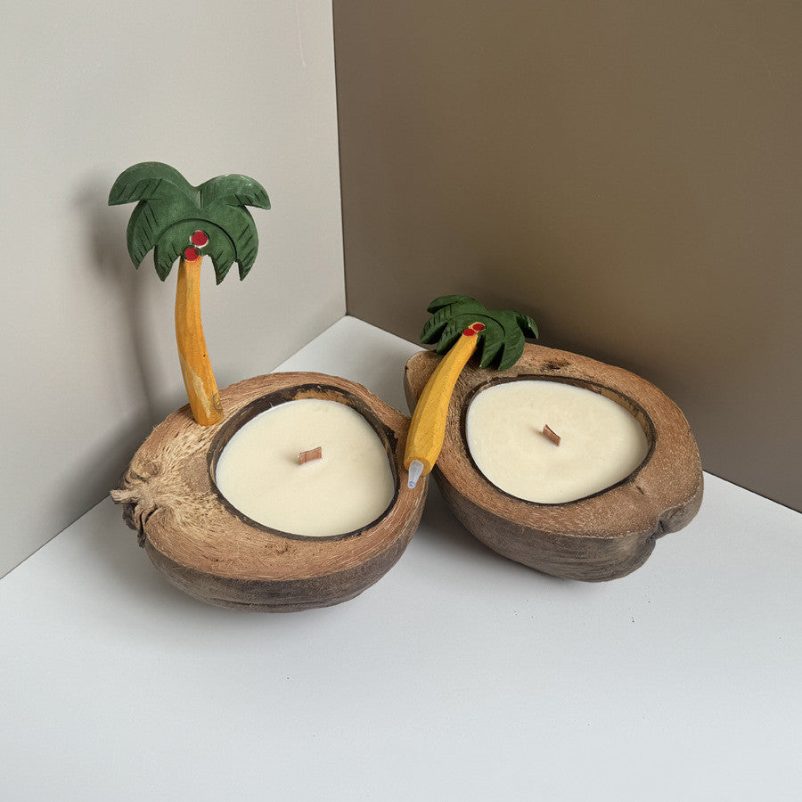 Handmade Coconut Shell Scented Candle Boat Shape Decorative Aromatherapy Candle