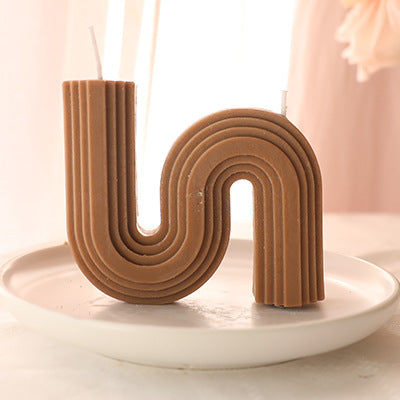 Striped Geometric U-shaped Scented Candle