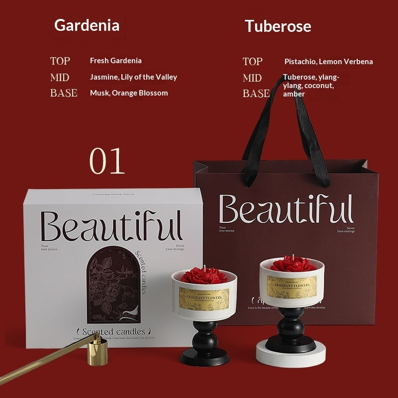 Floral Scented Soy Candle Gift Set Tulip Design with Tote Bag