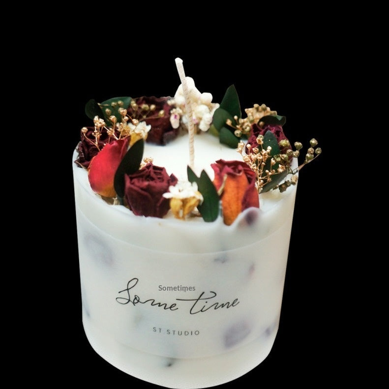 Handcrafted Rose Candle Gift Box Set with Dried Flowers and Matches Home Decor Gift